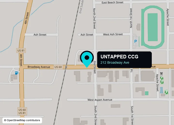 Map showing Untapped CCG at 212 Broadway Ave in Pond Creek